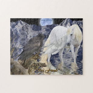 Pegasus & Black Raven Fantasy Art Puzzle