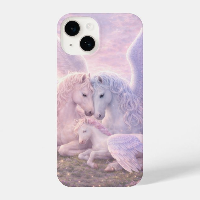 Pegasus Family Dream – Soft Fantasy Art  iPhone 14 Hülle (Rückseite)