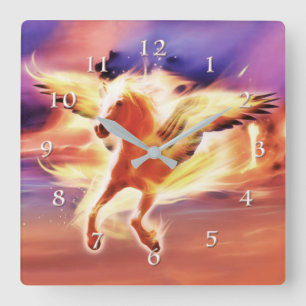 PEGASUS FÜHRE MIT DEM LICHT QUADRATISCHE WANDUHR