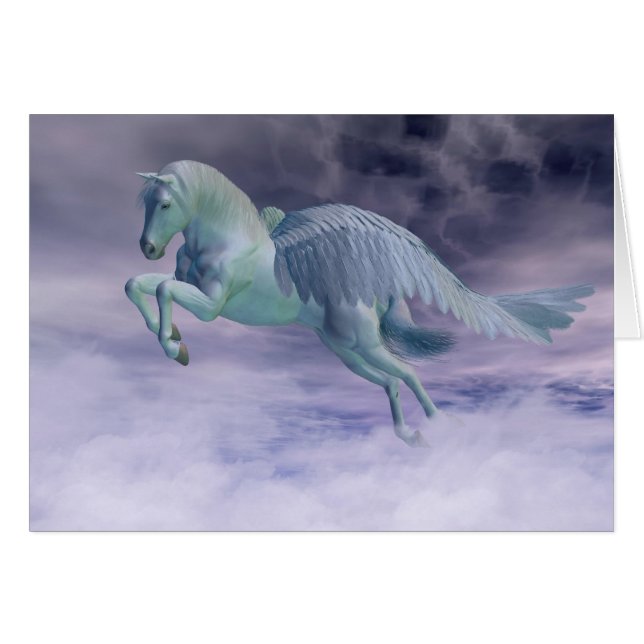 Pegasus galopant par des nuages de tempête (Devant horizontal)