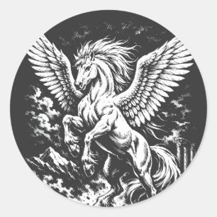 Pegasus — Geflügelter Herold des Sturms Runder Aufkleber