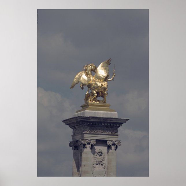 Pegasus Gilded Bronze Statue skulptur Paris Pont Poster (Vorne)