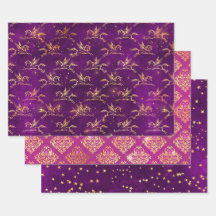 Pegasus & Gold Blumenmuster in Lila & Rosa