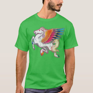Pegasus im Regenbogenstil der 70er Jahre T-Shirt