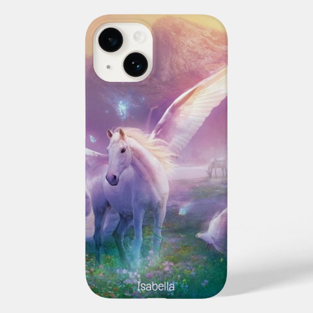 Pegasus in Wildblumen Personalisieren Case-Mate iPhone 14 Hülle (Rückseite)