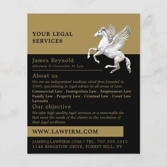 Pegasus, Juristischer Flyer für Werbung (Vorne)