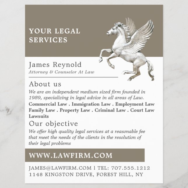 Pegasus, Legal Services Flyer (Vorne)