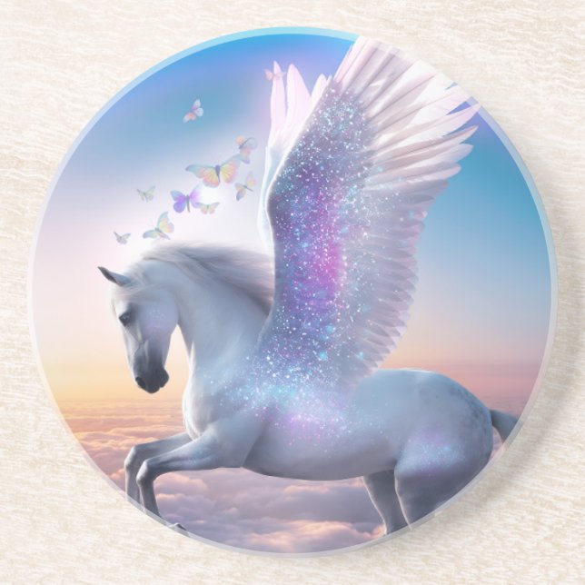 Pegasus mit Regenbogen Getränkeuntersetzer (Vorne)