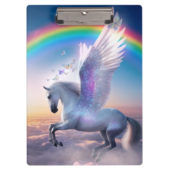 Pegasus mit Regenbogen Klemmbrett (Vorderseite)