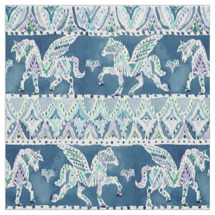 PEGASUS PARADE Navy Boho Print Stoff