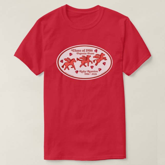 Pegasus Posse Ruby Reunion T-Shirt (Kardinalrot) (Design vorne)