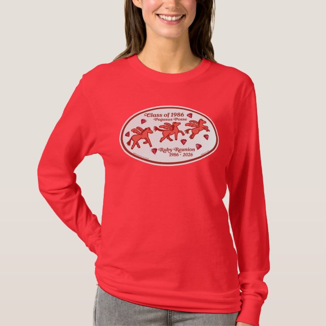 Pegasus Posse Ruby Treffen, Deep Red Long Sleeve T T-Shirt (Vorderseite)