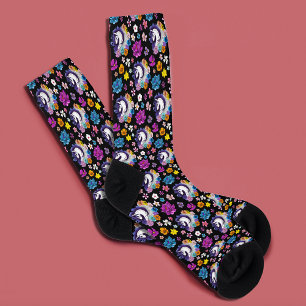 Pegasus Schwarze Blüten Socken