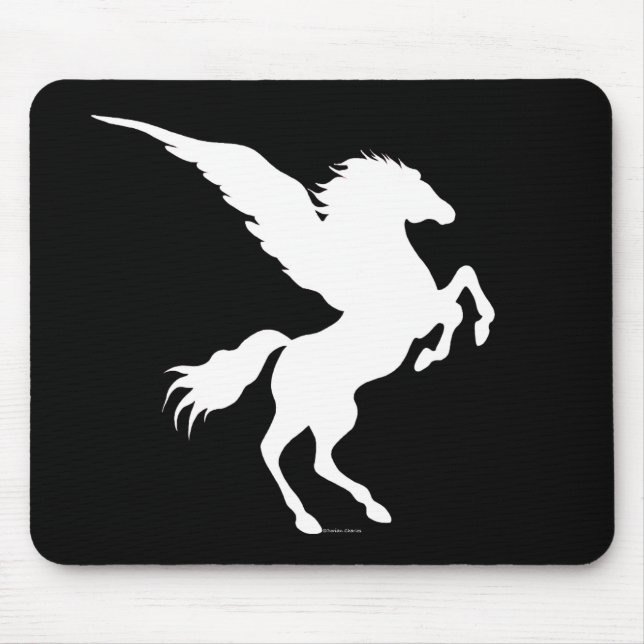 Pegasus schwarzes Mousepad (Vorne)