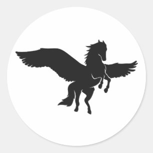 Pegasus Silhouette - Hintergrundfarbe auswählen Runder Aufkleber