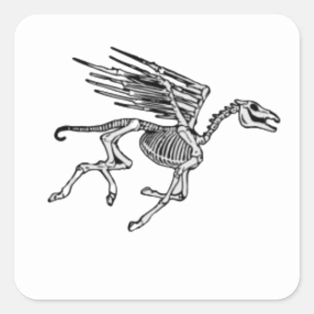Pegasus Skeleton über das Frauenplus Quadratischer Aufkleber (Vorderseite)