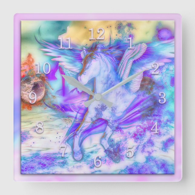 PEGASUS THE DEVINE HORSE QUADRATISCHE WANDUHR (Vorderseite)