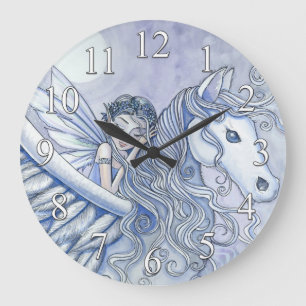 Pegasus und Fairy Fantasy Girls Wall Clock Große Wanduhr