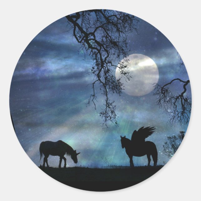 Pegasus und Unicorn Super Moon Stickers (Vorderseite)