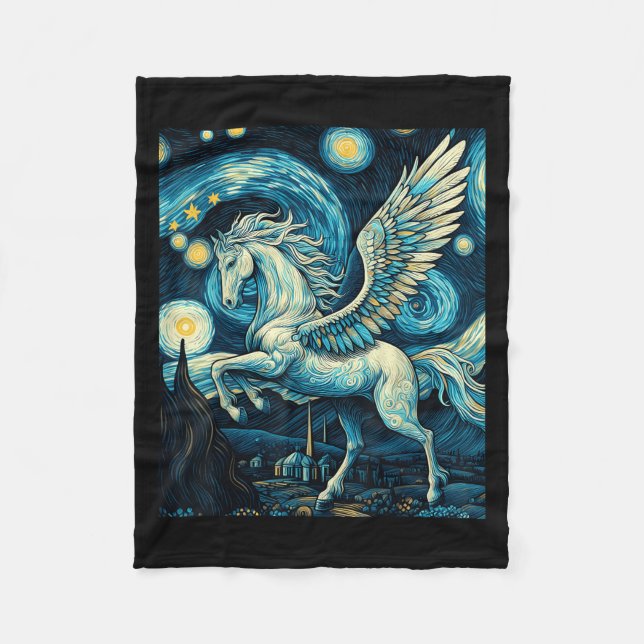 Pegasus Under Starry Night Sky Art Graphic Christm Fleecedecke (Vorderseite)