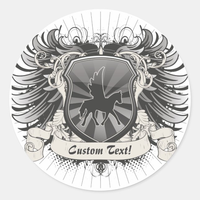 Pegasus Wappen Runder Aufkleber (Vorderseite)