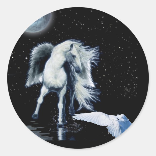 PEGASUS & WHITE RAVEN Collection Runder Aufkleber (Vorderseite)