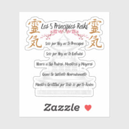 pegatina 5 principios reiki aufkleber