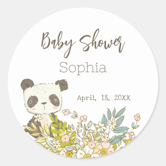 Pegatina Baby Shower Panda Runder Aufkleber (Vorderseite)