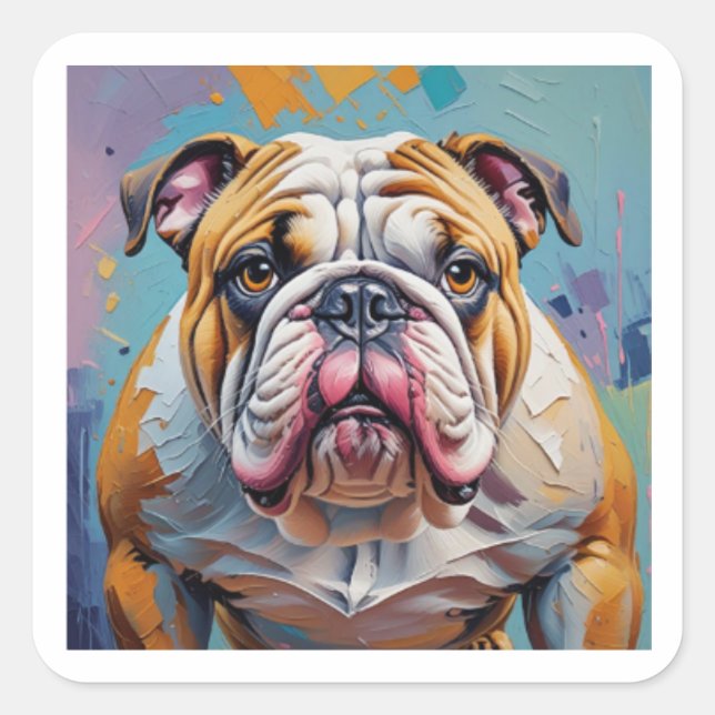 Pegatina Bulldog Quadratischer Aufkleber (Vorderseite)