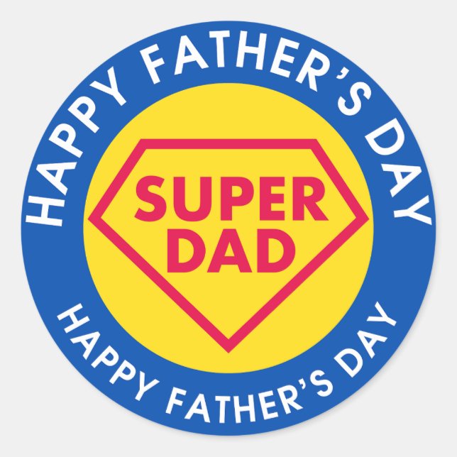 Pegatina feliz día del padre súper papá runder aufkleber (Vorderseite)