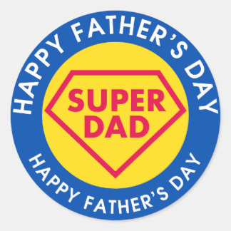Pegatina feliz día del padre súper papá runder aufkleber