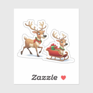 Pegatina Festive Christmas Reindeer Sticker