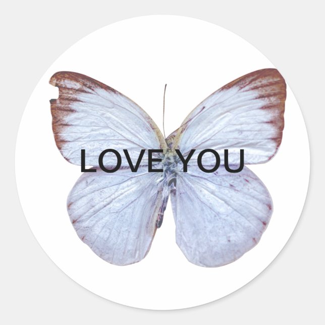 Pegatina La mariposa, anuncia las flores y el amor Runder Aufkleber (Vorderseite)
