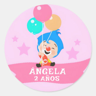 Pegatina | Pegatina Payasito Plim Plim, Runder Aufkleber