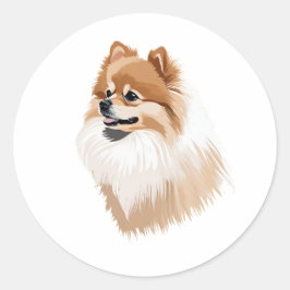 Pegatina perro Pomeranian Runder Aufkleber