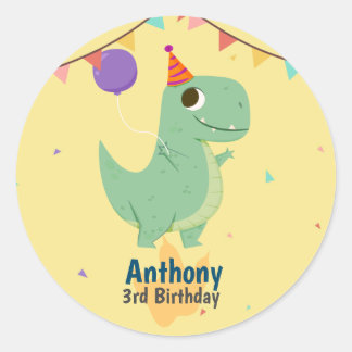 Pegatina Redonda  Dinosaur birthday sticker