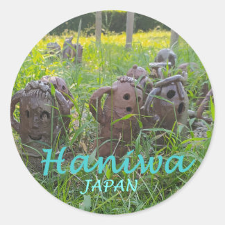 Pegatina redonda Haniwa japonés de Osaka Runder Aufkleber