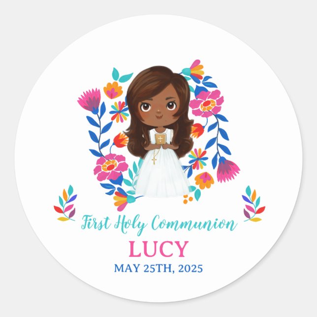 Pegatina redonda LUCY Primera Comunión Runder Aufkleber (Vorderseite)