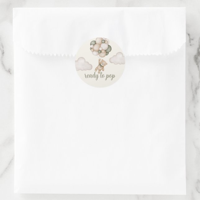 Pegatina Redonda Teddy Bear Baby Shower Boy Runder Aufkleber (Tasche)