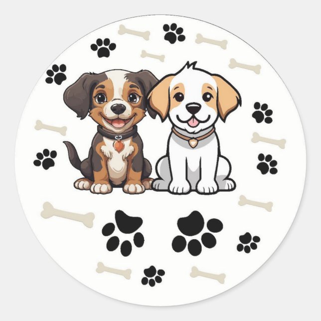 Pegatina/Stickers redondo Diseño Perritos Runder Aufkleber (Vorderseite)