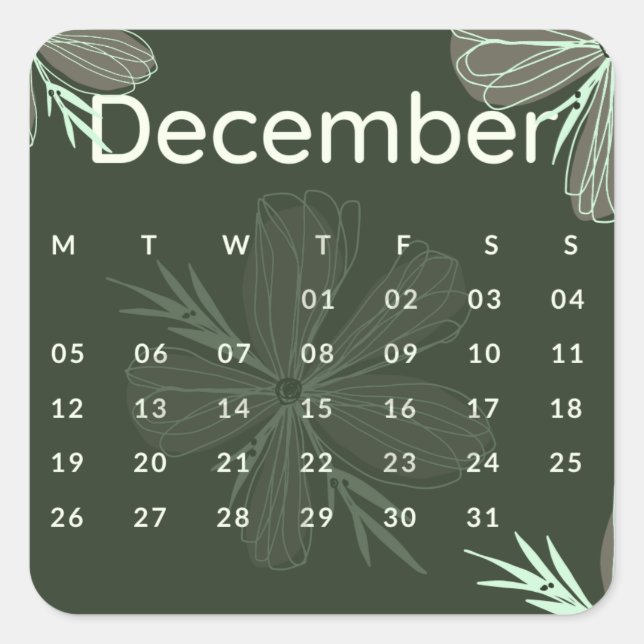 Pegatinas mes del año - December (S'L) *2022 Quadratischer Aufkleber (Vorderseite)