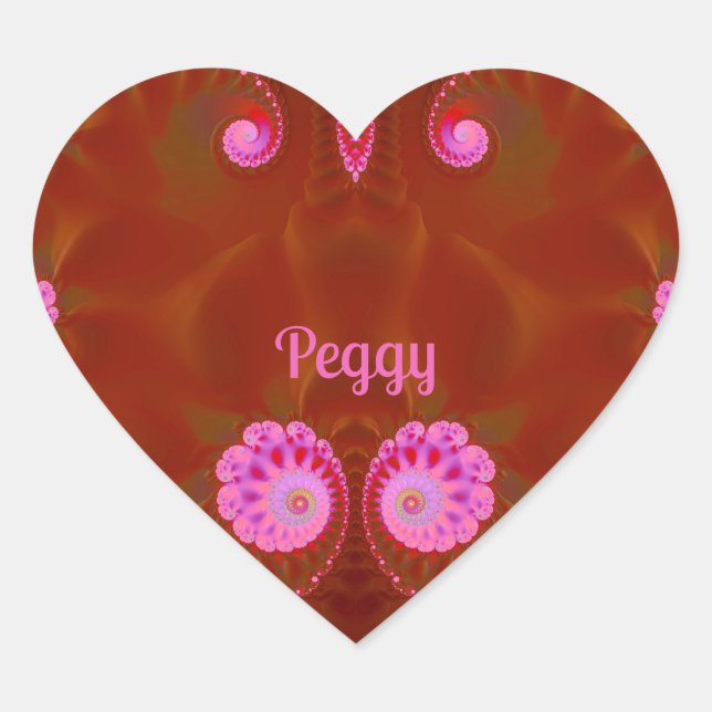 PEGGY COOL! ~ PINK SPIN ~ Helles Design ~ Herz-Aufkleber (Vorderseite)