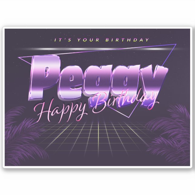 Peggy Nom Prénom lila retro Sticker (Devant)