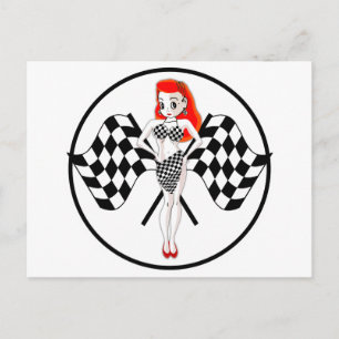 Peggy Pitstop Race Flags Postkarte