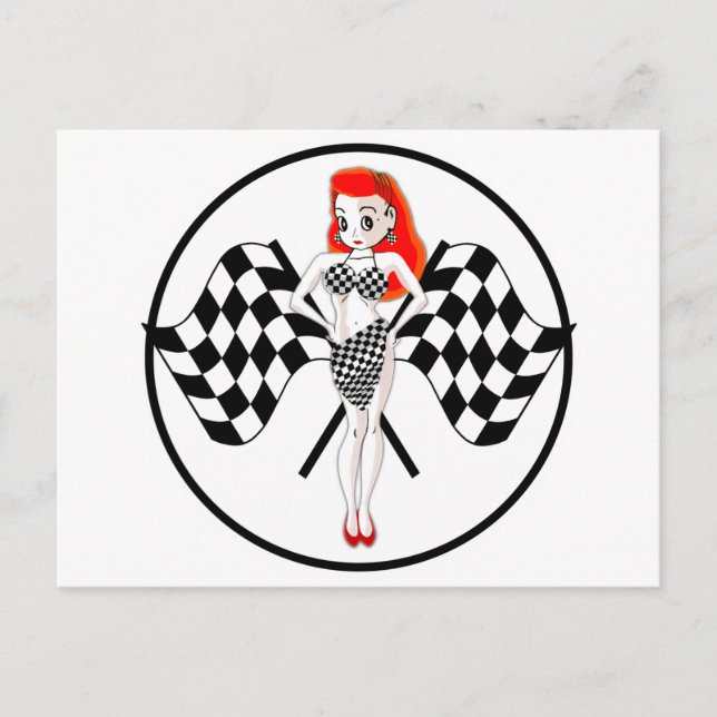 Peggy Pitstop Race Flags Postkarte (Vorderseite)