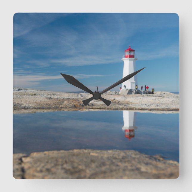 Peggy's Cove Lighthouse | Kanada Quadratische Wanduhr (Vorderseite)