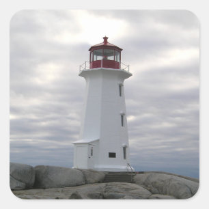 Peggy's Cove Lighthouse Route Nova Scotia Aufklebe Quadratischer Aufkleber
