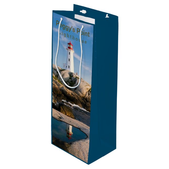 Peggys Point Lighthouse Atlantic Canada Geschenktüte Für Weinflaschen (Vorderseite Schrägansicht)