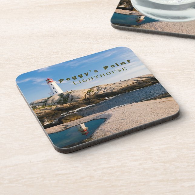 Peggys Point Lighthouse Atlantic Canada Getränkeuntersetzer (Linke Seite)