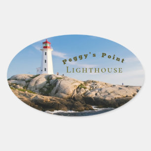 Peggys Point Lighthouse Atlantic Canada Ovaler Aufkleber